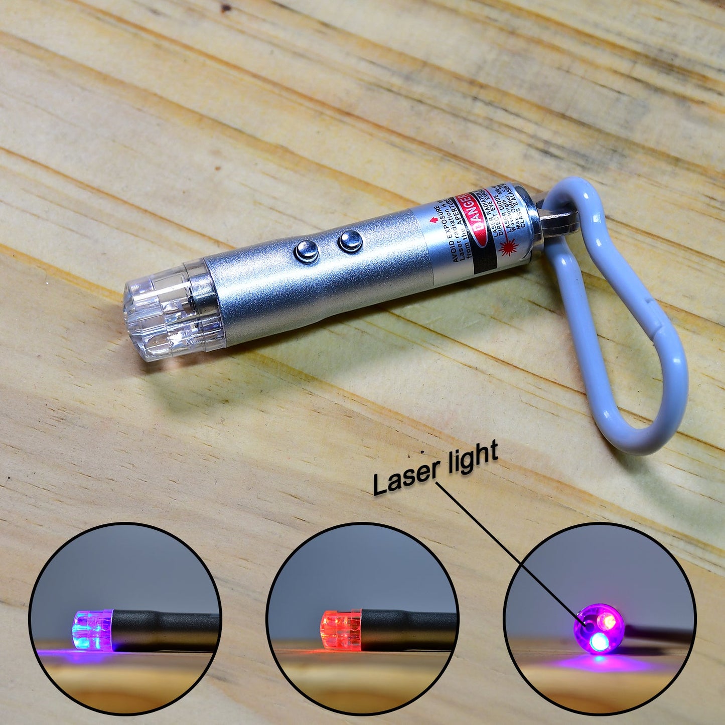3 in1 Laser Light, LED Flashlight + Torch Keychain + Laser Pointer