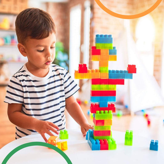 Blocks Set for Kids, Play Fun and Learning Blocks for Kids Game Puzzles, 60 Bricks Blocks