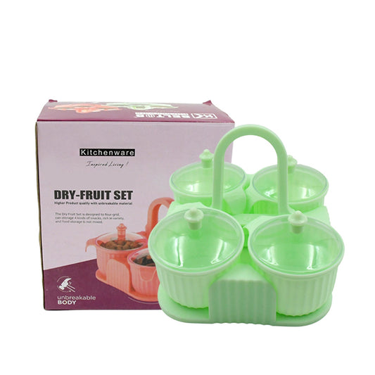 Multipurpose Jar Dryfruit Set,  Candy, Snacks Storage Jar Plastic Storage Container Tray Set With Lid 3in1