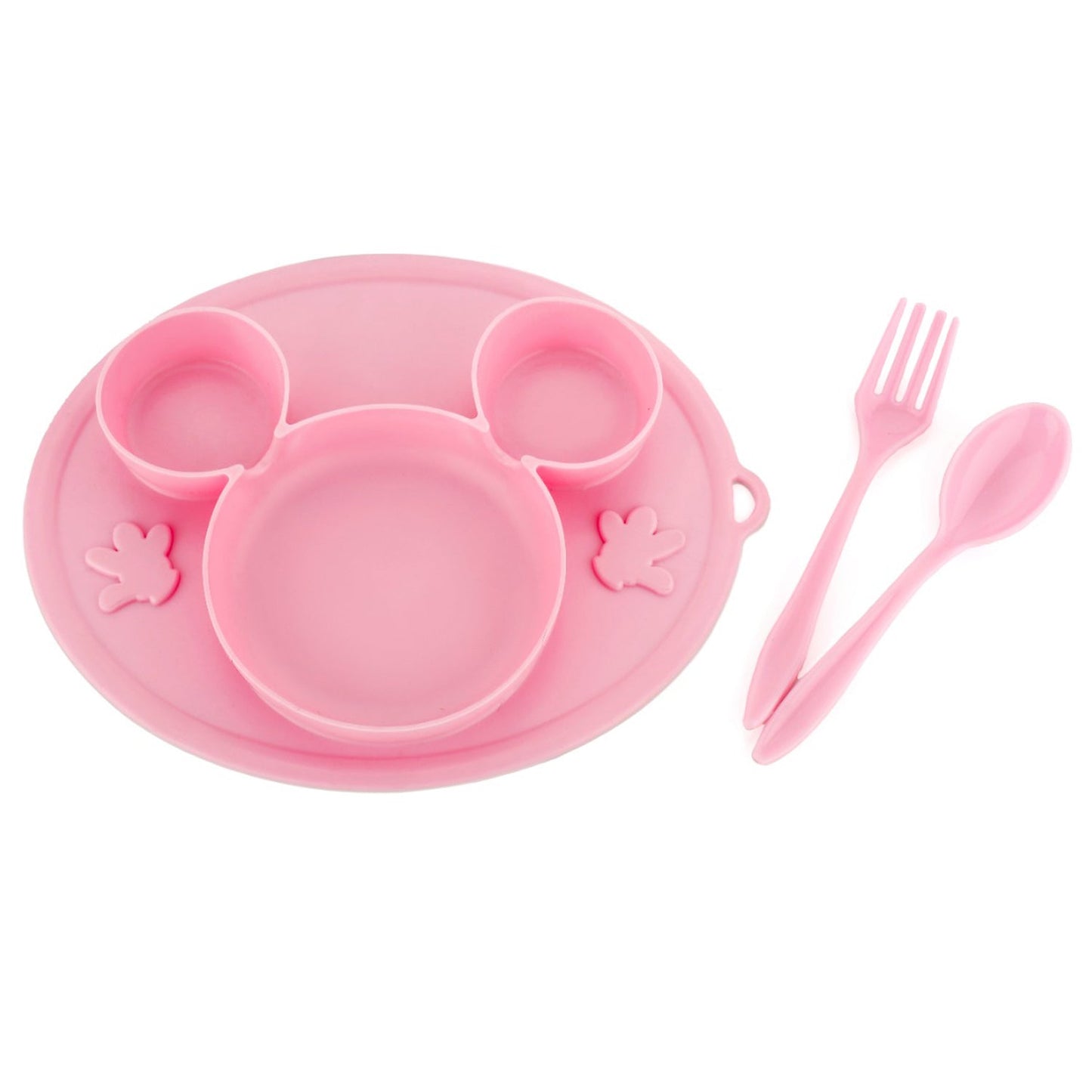 Silicon Micky Plate And 1 Spoon & 1 Fork Card Packing ( 1 Pc Product)