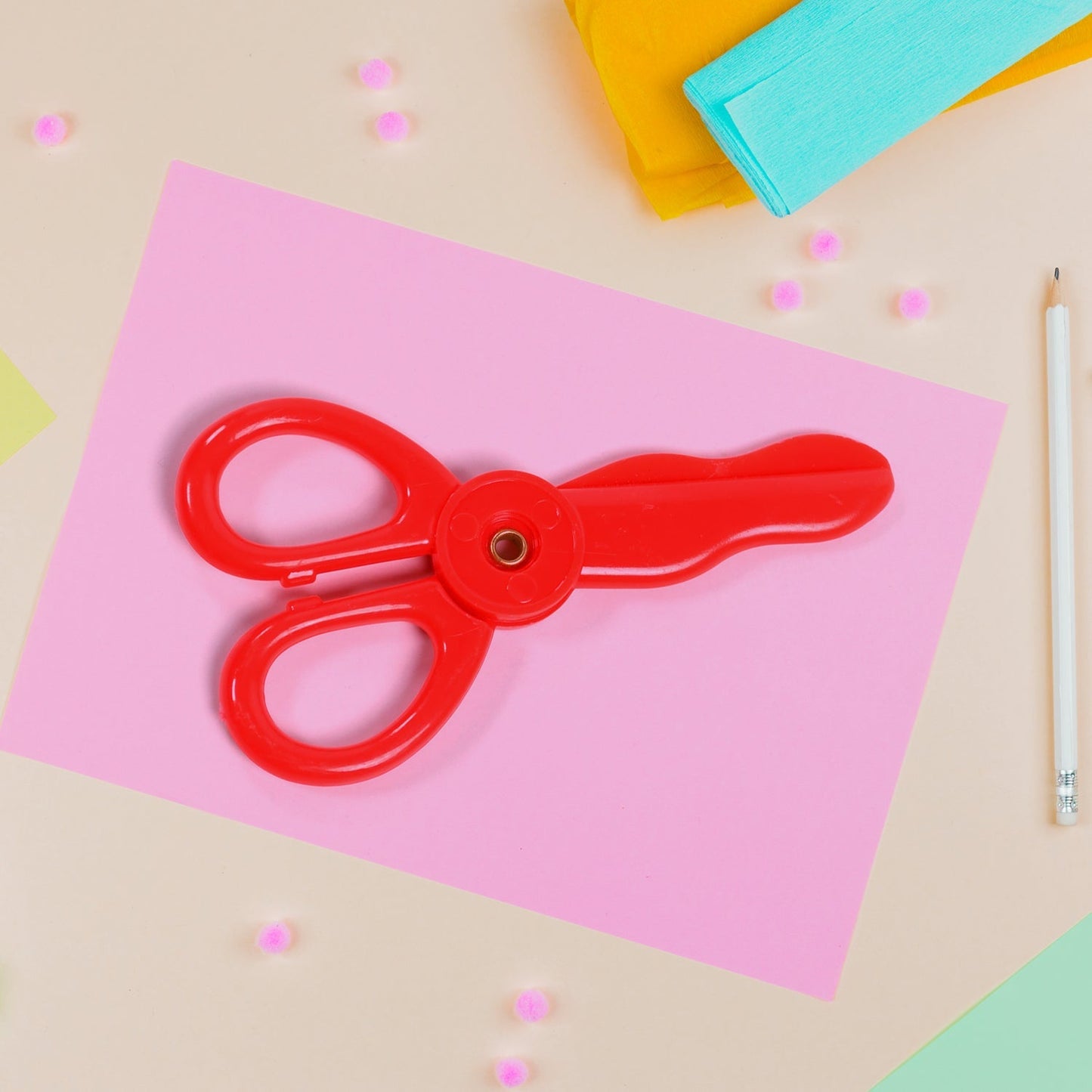 Plastic Child-Safe Scissor Set, Toddlers Training Scissors, Pre-School Training Scissors and Children Art Supplies