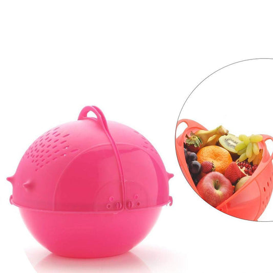 Plastic Revolving Multi Functional Rice, Vegetable Fruit Wash Basket Bowl