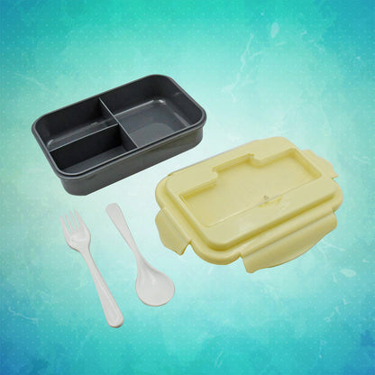 Lunch Box 3 Compartment Plastic Liner Lunch Container, Portable Tableware Set for Kid Adult Student Children Keep Food Warm 2 spoon