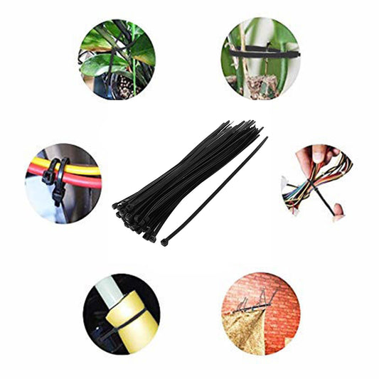 4Inch Nylon Self Locking Cable Ties, Heavy Duty Strong Zip Wire Tie. Pack of 100pc - Black