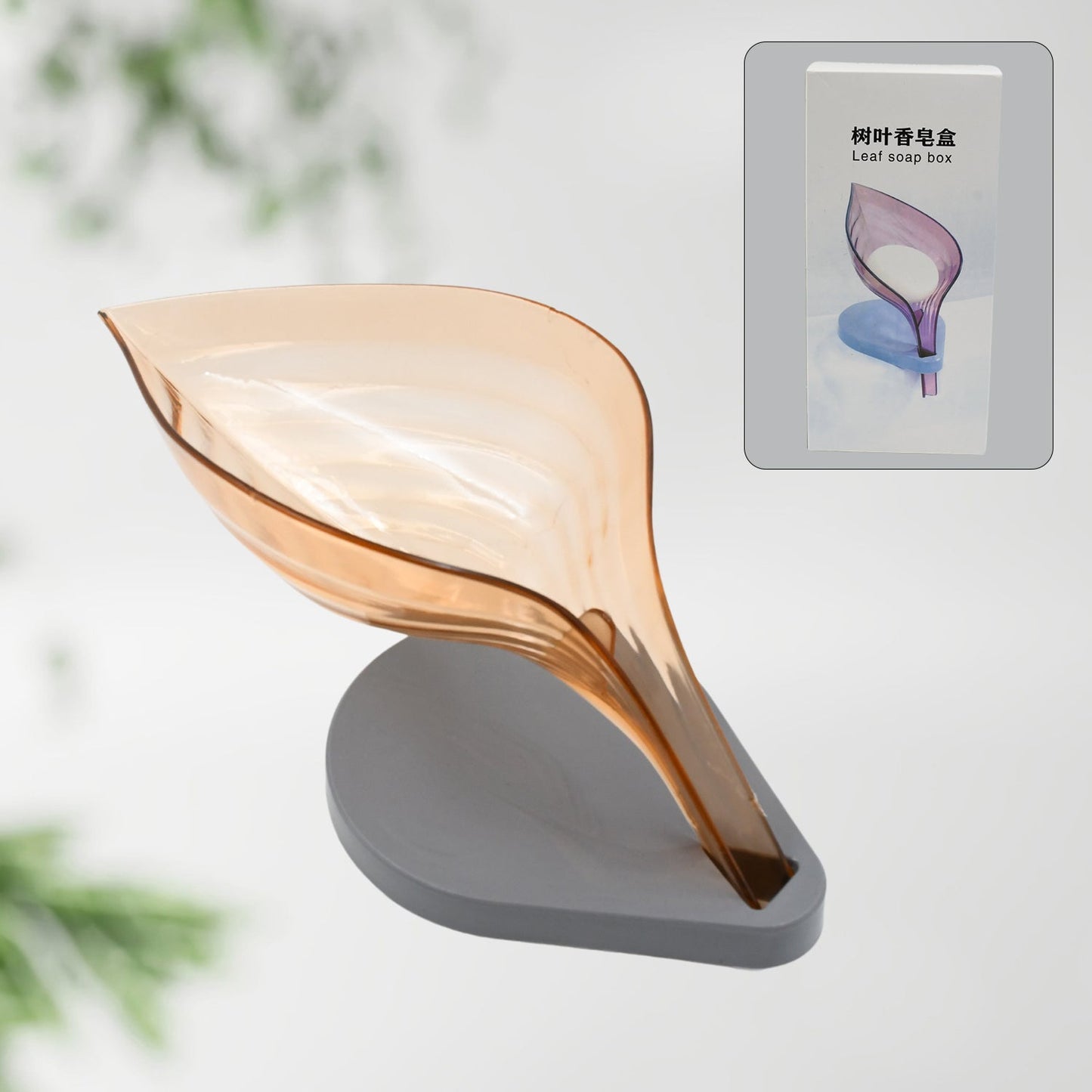 Plastic Leaf Shape Soap Box, Soap Holder (1 Pc / With Color Box)