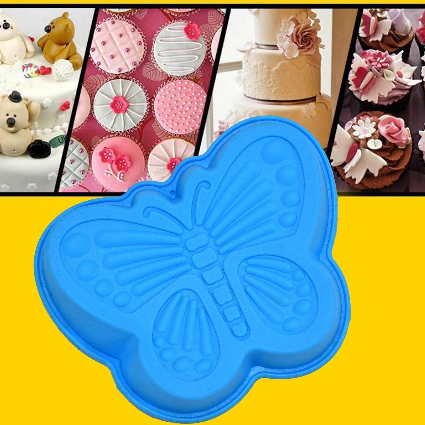 Butterfly Shape Cake Cup Liners I Silicone Baking Cups I Muffin Cupcake Cases I Microwave or Oven Tray Safe I Molds for Handmade Soap, Biscuit, Chocolate, Muffins, Jelly – Pack of 4