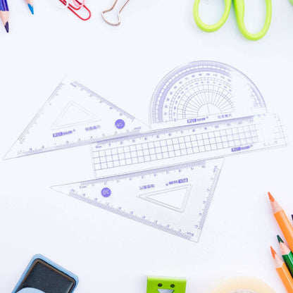 4pcs Ruler Suit Stationery Set for School Student Office ,Draft Rulers for School Office Supplies and Supplies-High School