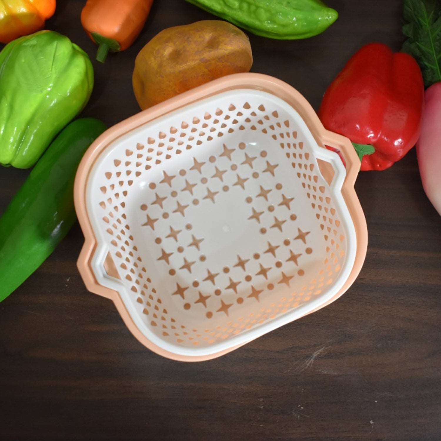 2 In 1 Basket Strainer To Rinse Various Types Of Items Like Fruits, Vegetables Etc