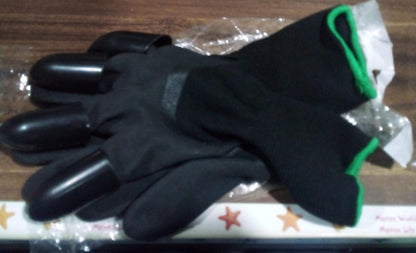 Garden Farming Gloves With Hand Fingertips & Plastic Claws (1 Pair)