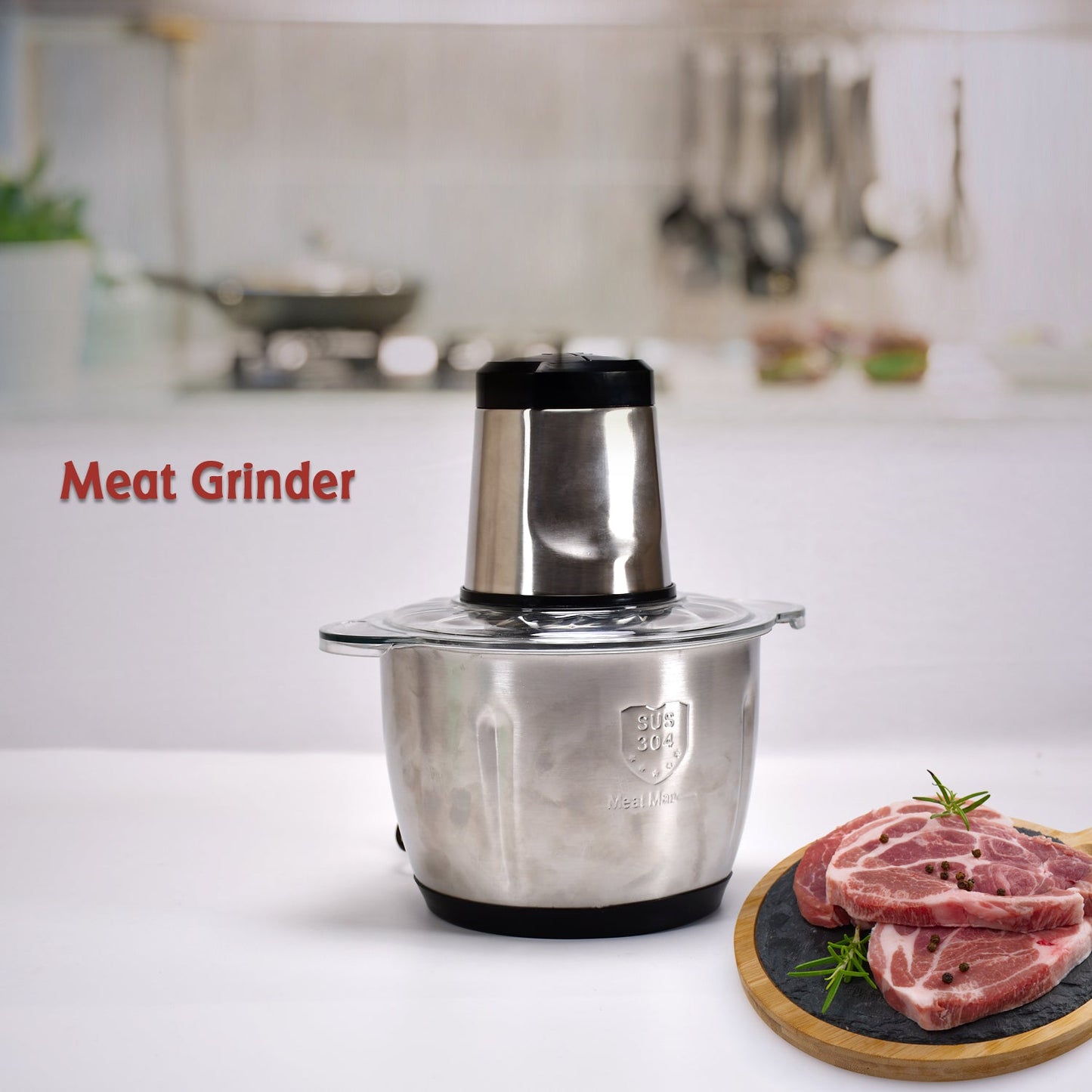 3L SS ELECTRIC MEAT GRINDERS WITH BOWL HEAVY FOR KITCHEN FOOD CHOPPER BLENDER (3L, 300WATTS)