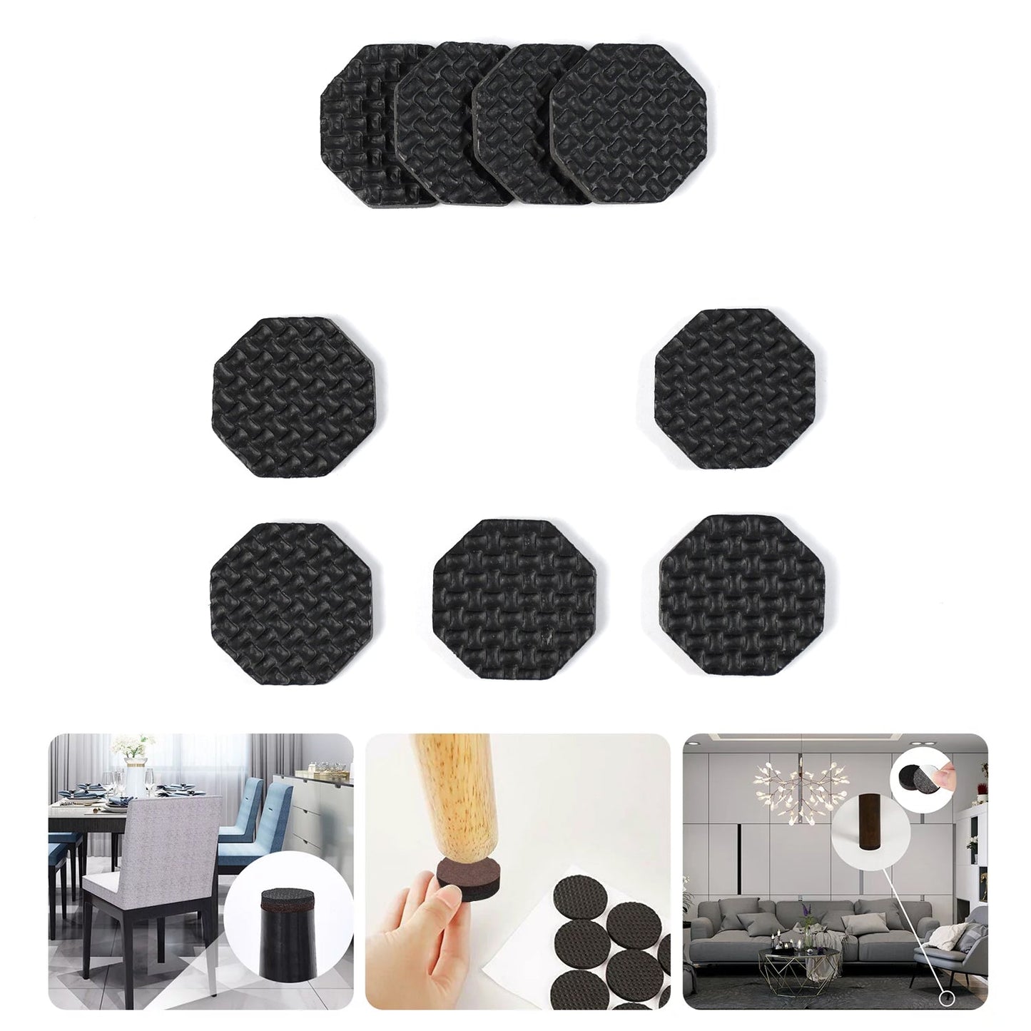 Self Adhesive Square Felt Pads Non Skid Floor Protector Furniture Sofa Furniture Chair Balance Pad Noise Insulation Pad (Pack of 9).