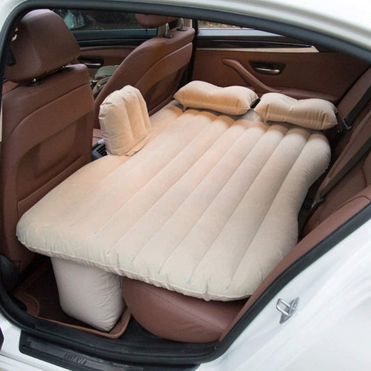 Car Inflatable Bed with 2 Pillows &  Air Pump (Portable) For Travel, Camping, Vacation, Polyester Inflatable for Car Back Seat