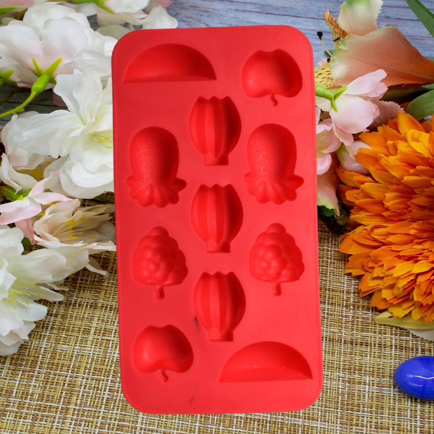 Fruit Theme Silicone Fondant Mold Ice Cube Mold Chocolate Mold 11 Cavity Mold Tray for Home Kitchen Tool