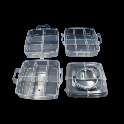 18 Grid 3 layer box Clear Plastic Organizer Jewelry Storage Box with Adjustable Dividers for Earring Fishing Hooks (18 Grids Plastic Storage Box)