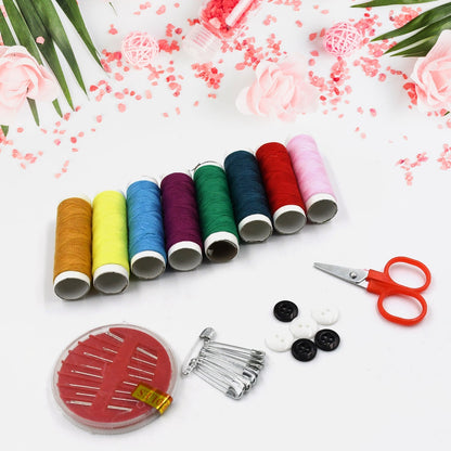 Double Layer Small & Portable Travel Sewing Kits Box with Color Needle Threads Scissor pin Hand Work Sewing Box Handwork Sewing Accessories