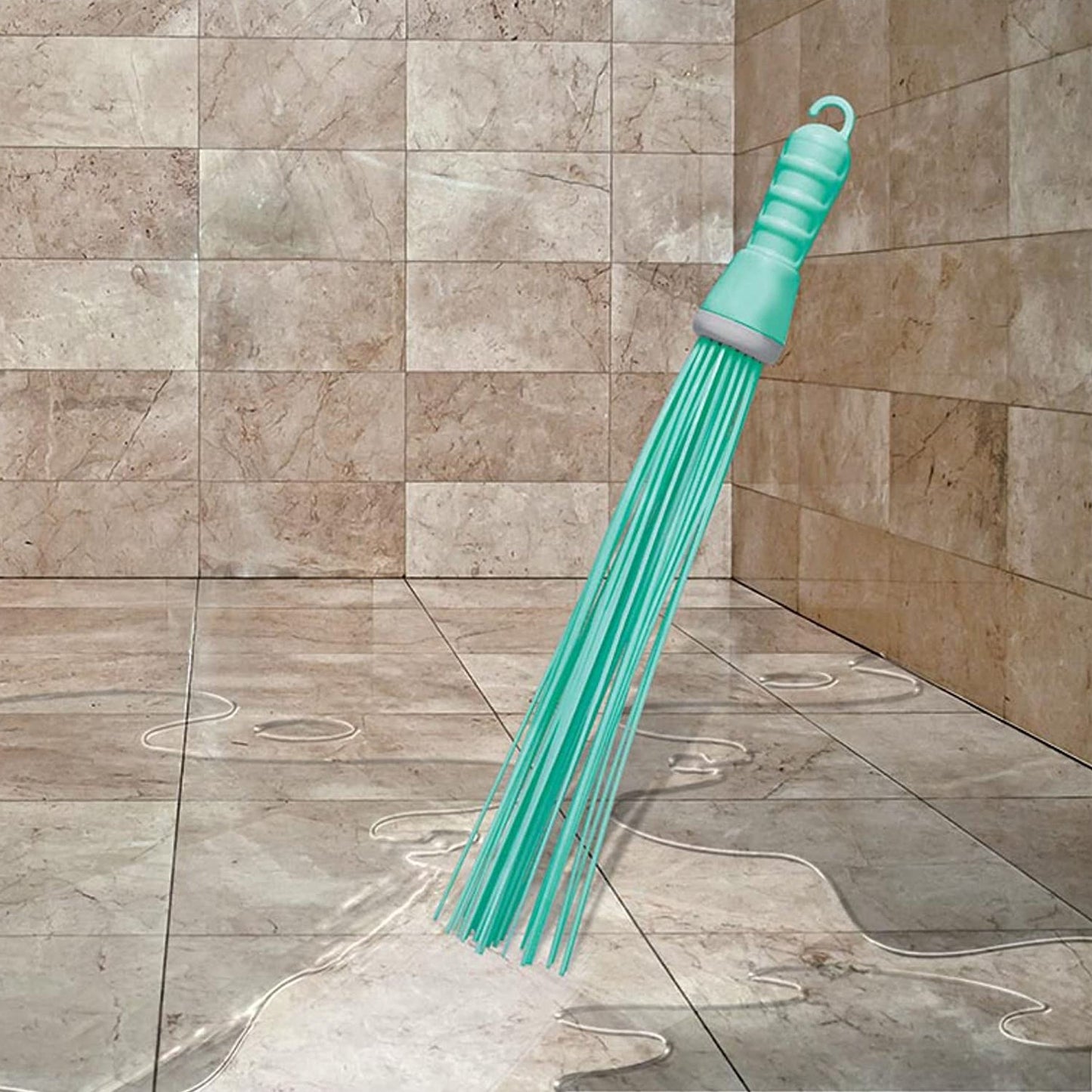 Plastic Hard Bristle Broom for Bathroom Floor Cleaning and Scrubbing, Wet and Dry Floor Cleaning