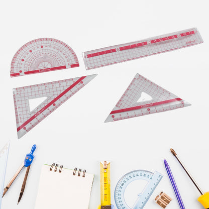 Transparent Ruler Clear Ruler Plastic, Scales Ruler Set for Engineering Studying (4pc)