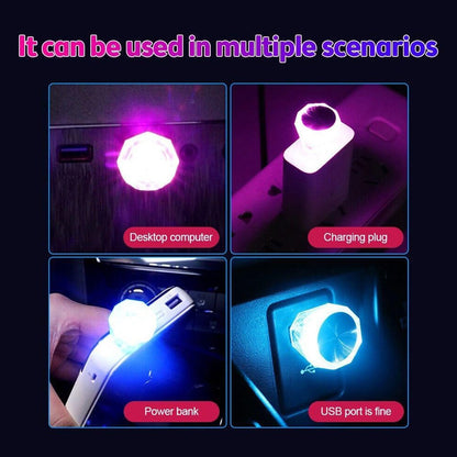 Mix Color Diamond Shape Car Mini USB LED Environmental Lights for Car and Home Decoration Led Light (white-Color)