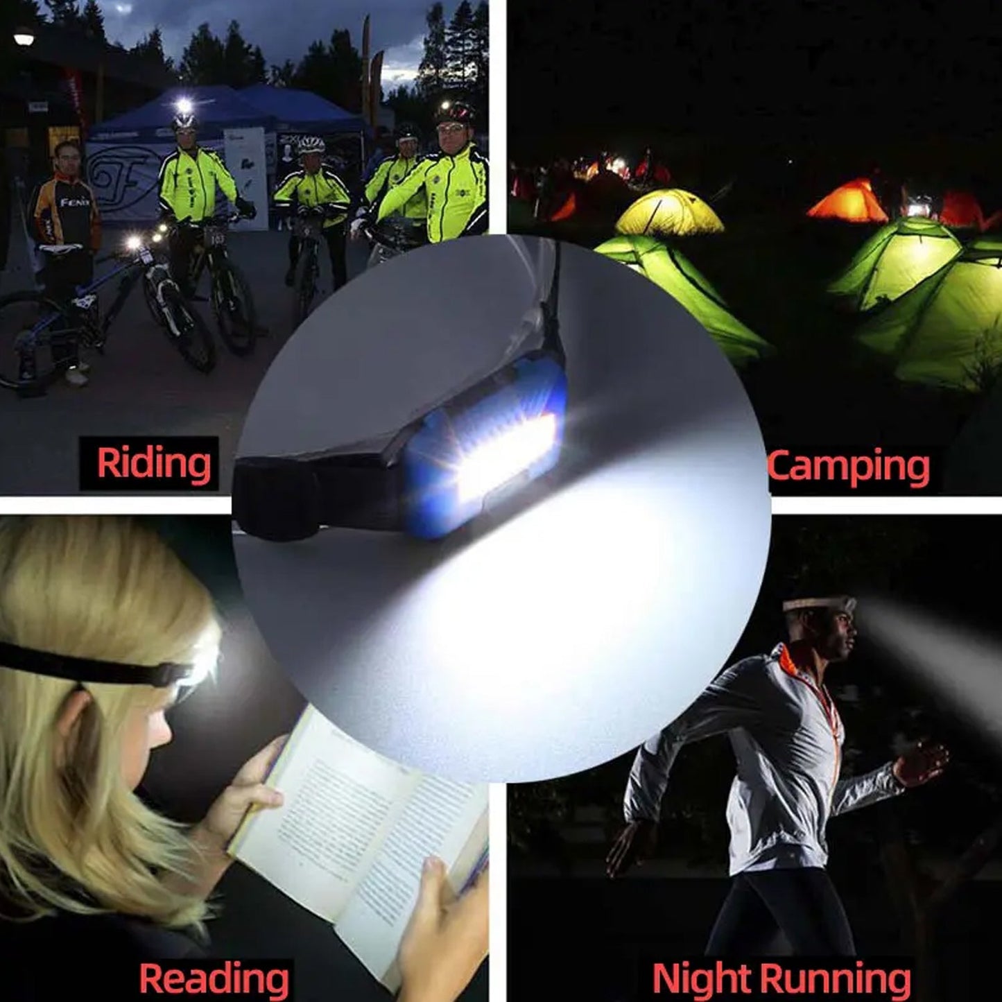 Head lamp Flashlight Waterproof Portable Lantern Headband Light Torch Lamp for Outdoor Camping Hiking Backpack Cycling 10W Cob