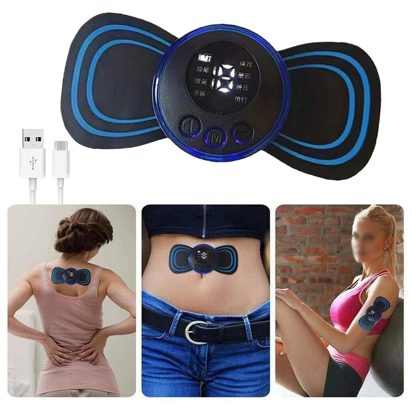 Portable USB Neck Massager Electric Neck Massager Automatic Massage Enhancer Mini Cervical Massager EMS Lymphatic Drainage Massage with Cable