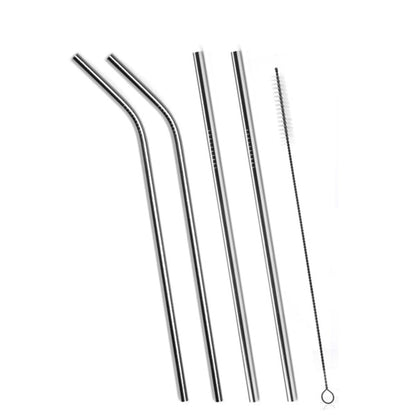 Set of 4 Stainless Steel Straws With Brush