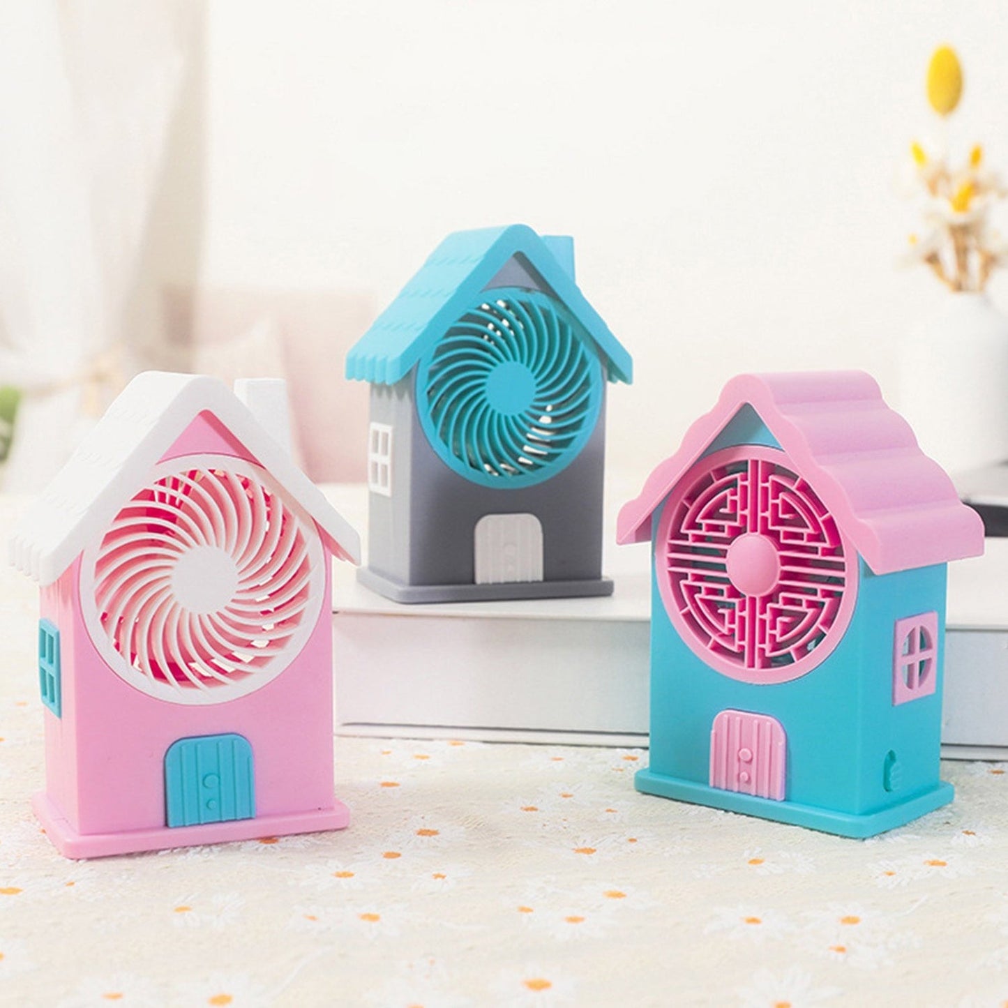 Mini House Fan House Design Rechargeable Portable Personal Desk Fan For Home , Office & Kids Use (Battery Not Include)
