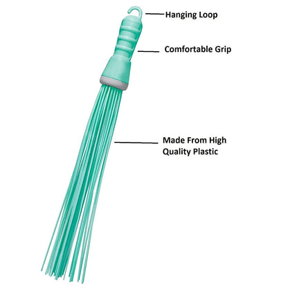 Plastic Hard Bristle Broom for Bathroom Floor Cleaning and Scrubbing, Wet and Dry Floor Cleaning