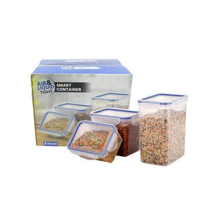 Classics Rectangular Plastic Airtight Food Storage Containers with Leak Proof Locking Lid Storage container 3 Pc (500ml,1000ml,1500ml,)