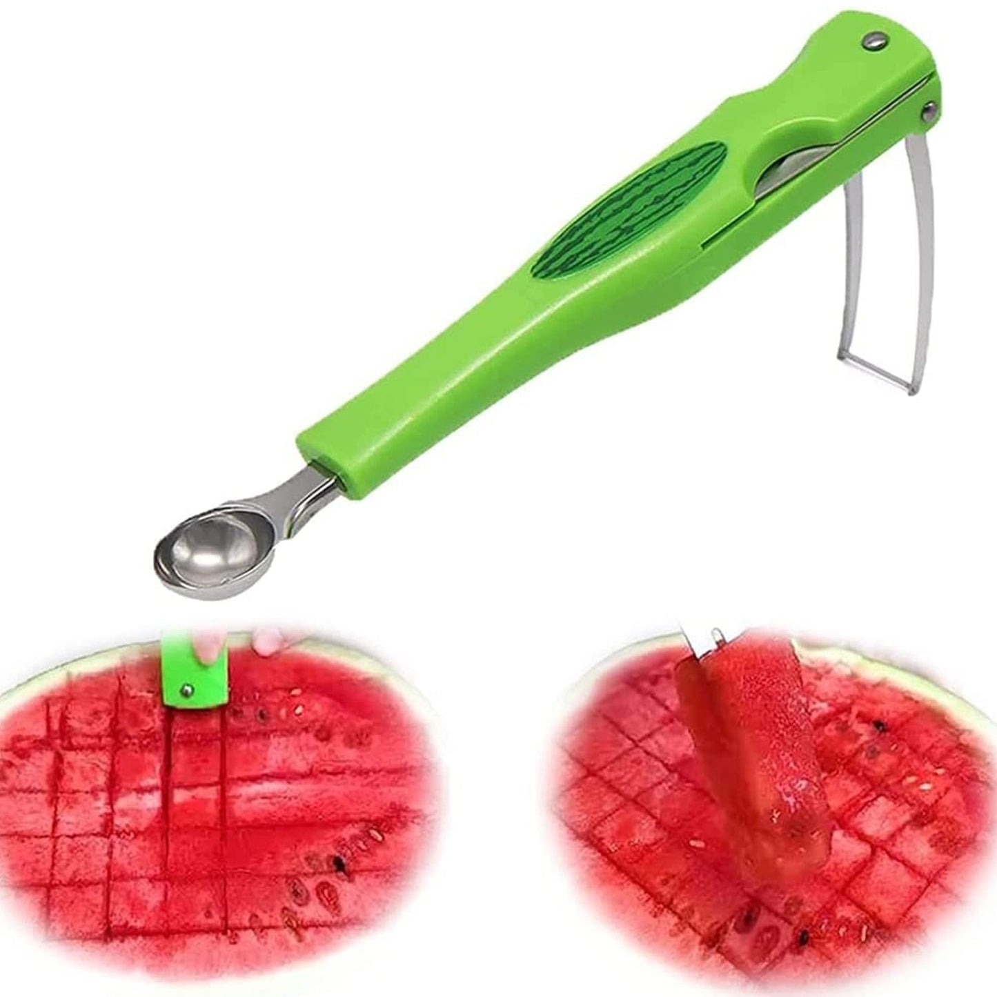 Stainless Steel Fruit Scooper Seed Remover Melon Baller Carving Knife Double Sided Melon Baller for Watermelon Ice Cream