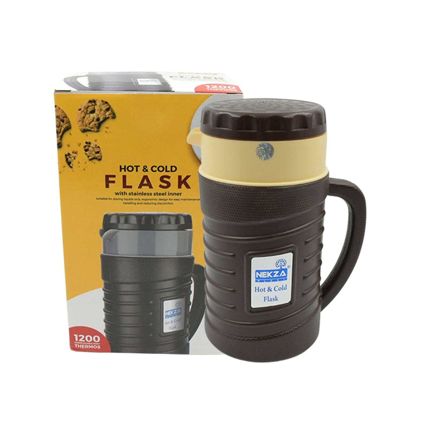 1200 ML Thermos Insulated Flask or hot Kettle,  Plastic innner Steel, Insulated Tea Kettle Hot and Cold