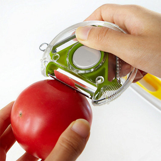 गोल प्लानर पीलर और कटर सब्जी स्लाइसर रसोई उपकरण।