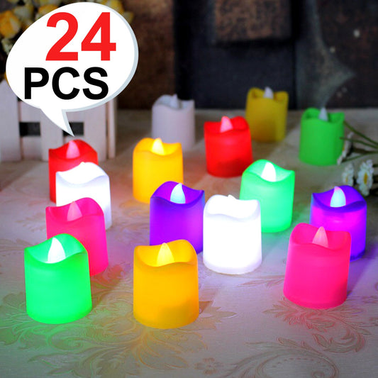 24Pcs LED Tealight Candles | Battery Operated Candle Ideal for Party, Wedding, Birthday, Gifts (Multi Color)