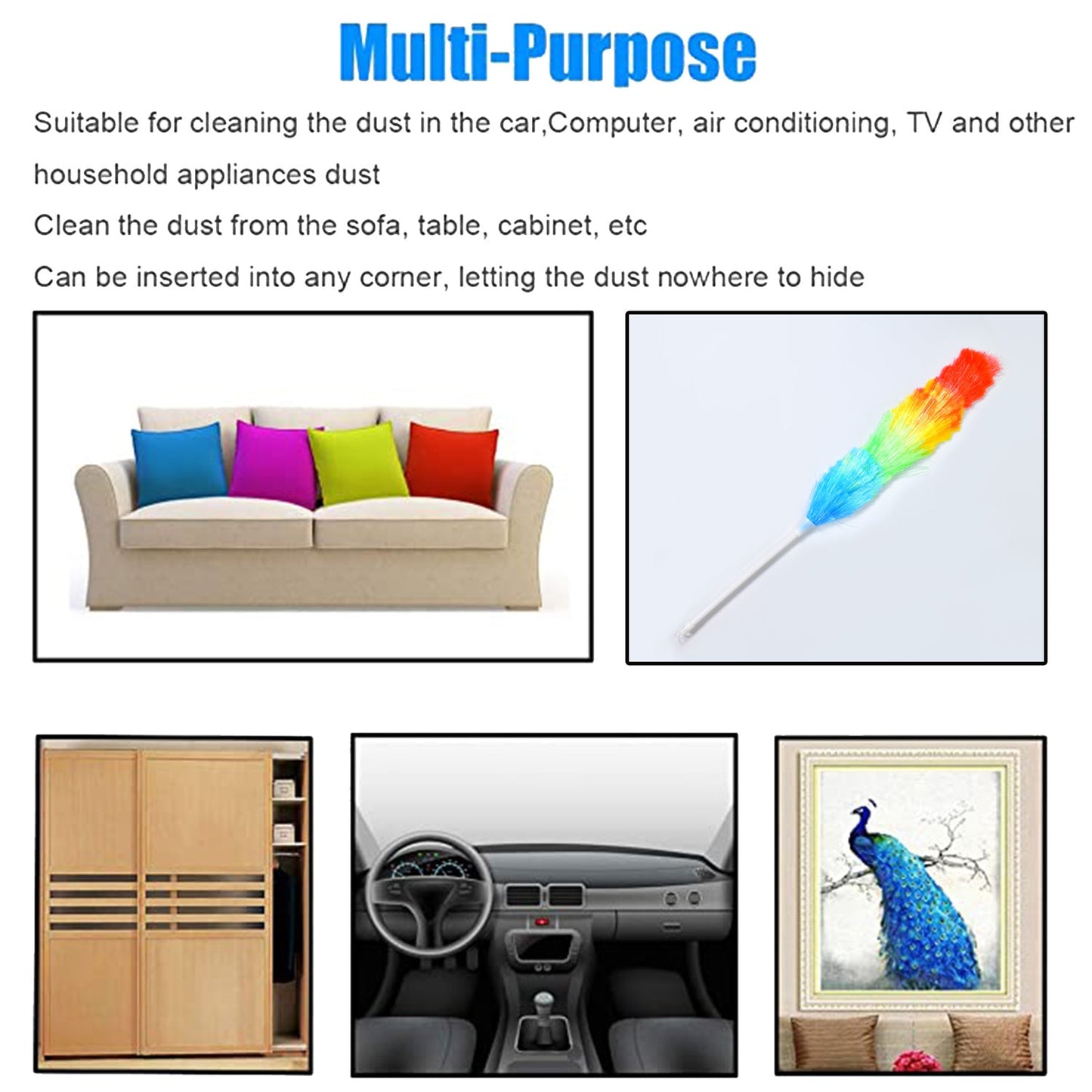 Colorful Feather Duster | Microfiber Duster for Cleaning | Dusting Stick | Dusting Brush