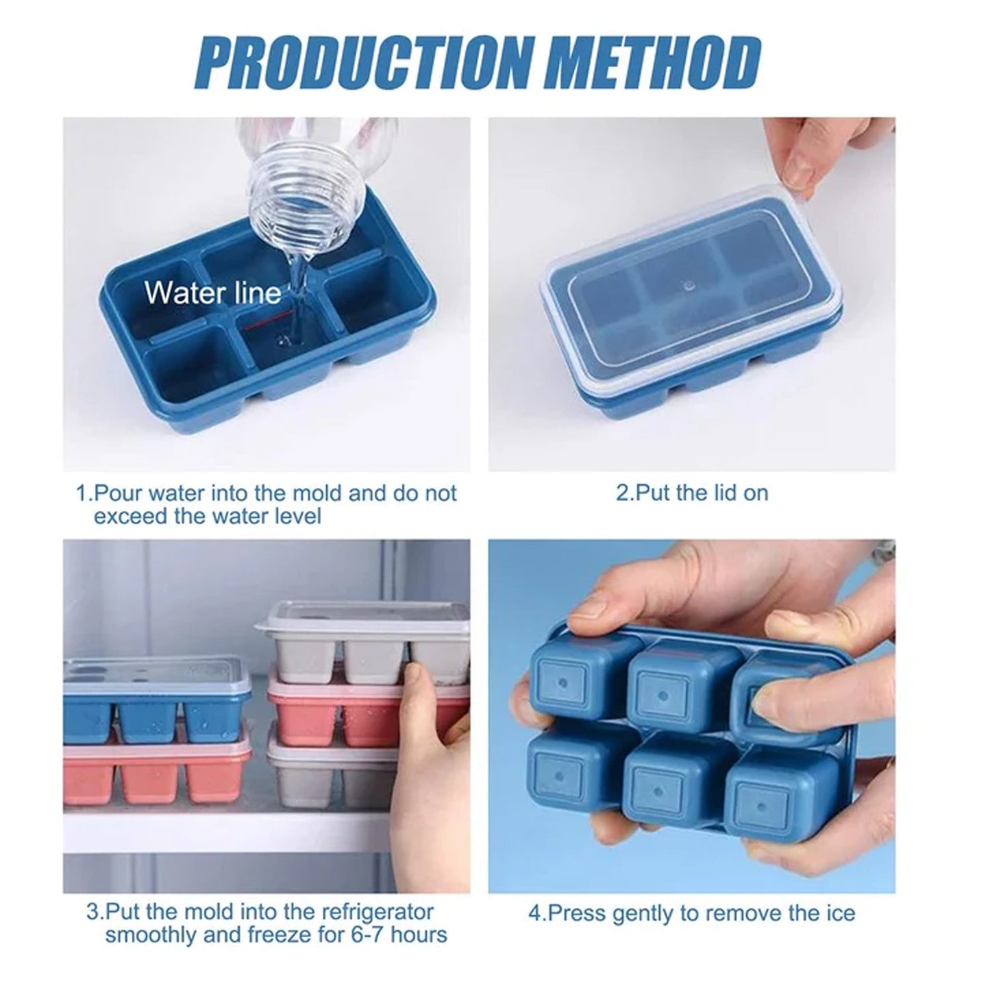 6 cavity Silicone Ice Tray used in all kinds of places like household kitchens