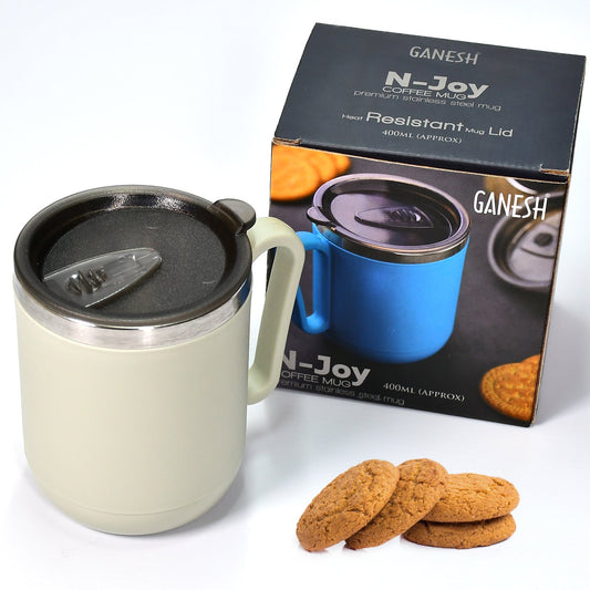 Ganesh Premium SS Coffee Mug with Lid 400 ml