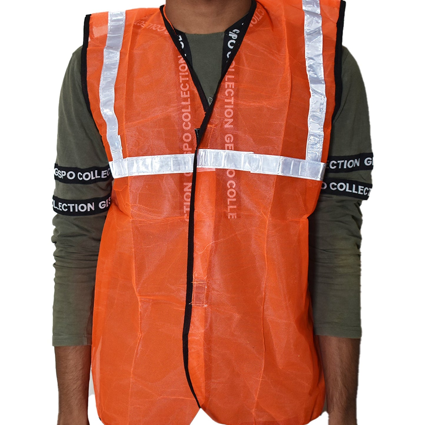 Orange Safety Jacket For Having protection against accidents usually in construction area's.