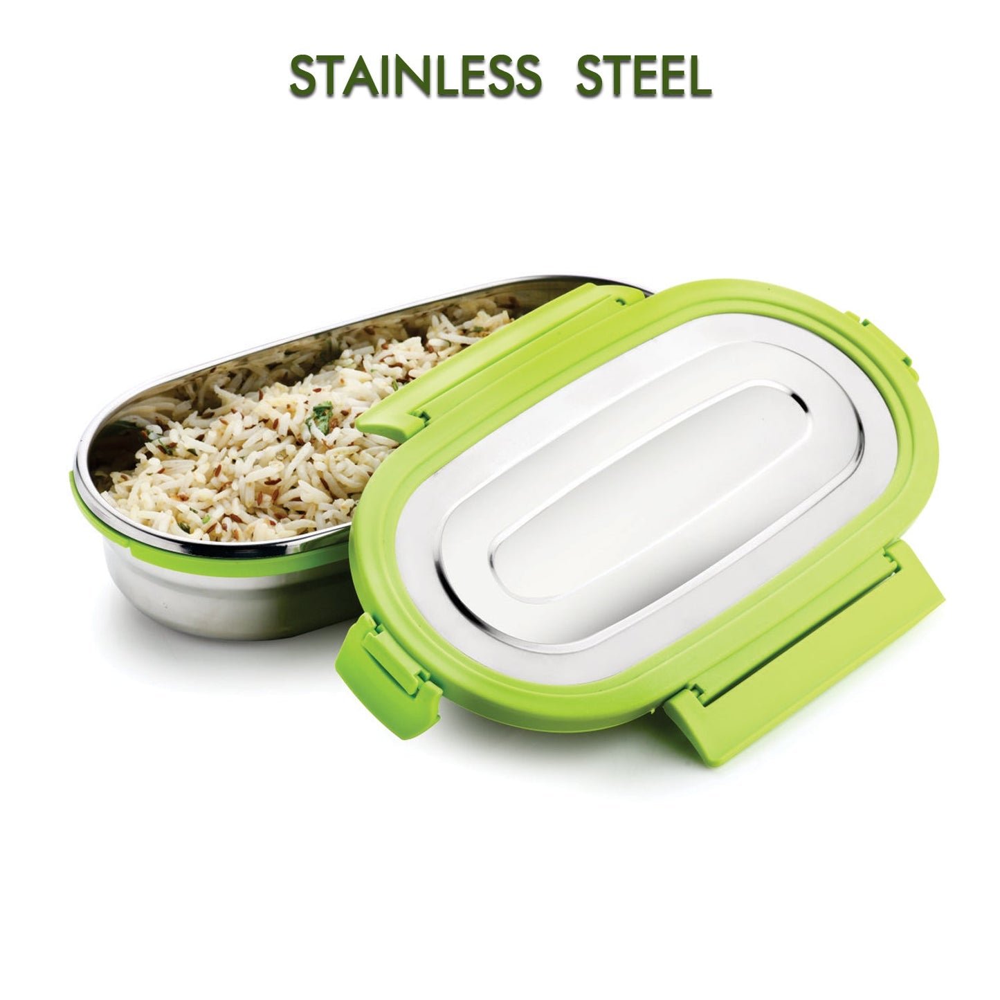 Ganesh Solo Oval 650 Stainless Steel Leak proof airtight Lunch Pack for Office & School Use