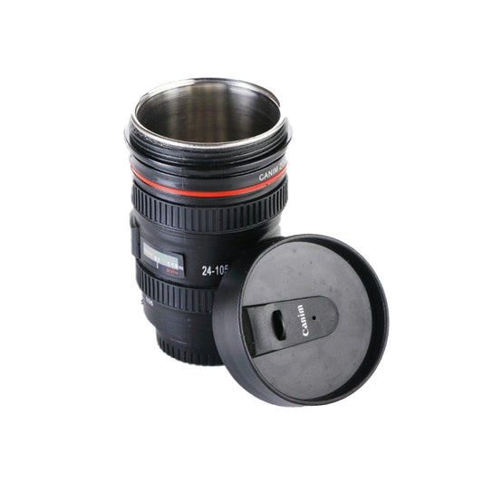 कैमरा लेंस के आकार का कॉफी मग फ्लास्क
