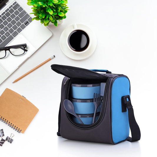 All in One Lunch Box With Fabric Bag For Office & School Use