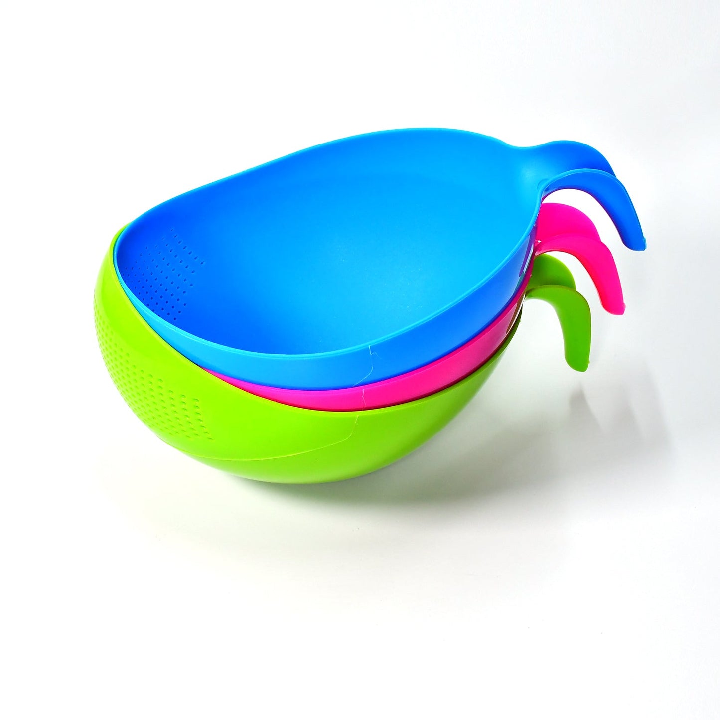Plastic Rice Bowl Thick Drain Basket with Handle for Rice, Vegetable & Fruit (set of 3pcs)