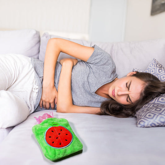 Watermelon small Hot Water Bag with Cover for Pain Relief, Neck, Shoulder Pain and Hand, Feet Warmer, Menstrual Cramps
