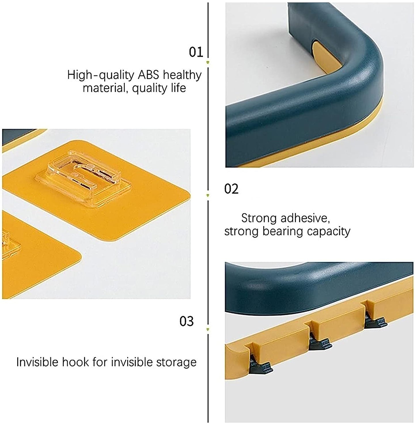 Wall Mounted Double Bar Towel Holder with Hooks | Multifunctional Adjustable Towels Rack for Kitchen / Bathroom | Folding Towel Shelf