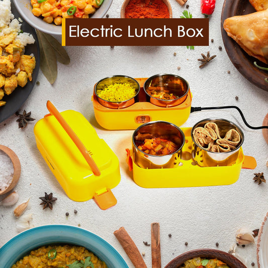 2Layer Electric Lunch Box for Office, Portable Lunch Warmer with Removable 4 SS Container.
