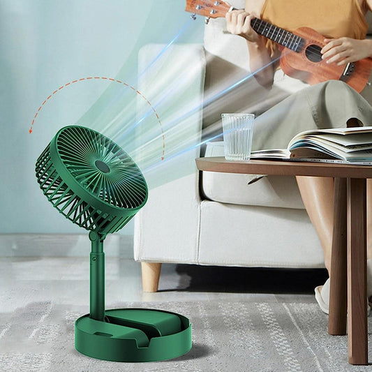 Telescopic Electric Desktop Fan, Height Adjustable, Foldable & Portable for Travel/Carry | Silent Table Top Personal Fan for Bedside, Office Table (Battery Not Include)