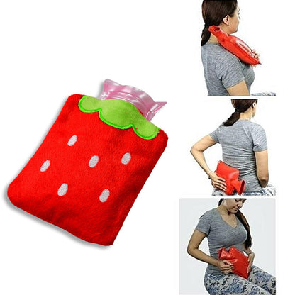 Strawberry small Hot Water Bag with Cover for Pain Relief, Neck, Shoulder Pain and Hand, Feet Warmer, Menstrual Cramps