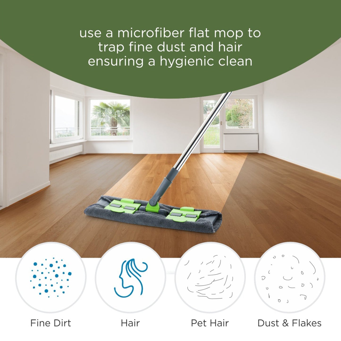Wet and Dry Cleaning Microfiber Flat Floor Cleaning Mop