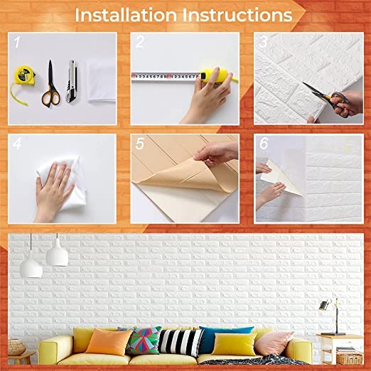 Design Wallpaper 3D Foam Wallpaper Sticker Panels I Ceiling Wallpaper For Living Room Bedroom I Furniture, Door I Foam Tiles (Size - 73x70 cm)