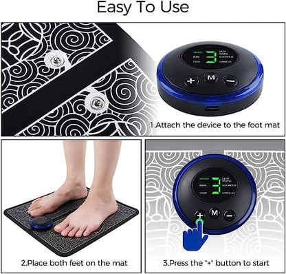EMS Foot Massager, Electric Feet Massager, Deep Kneading Circulation Foot Booster for Feet and Legs Muscle Stimulator, Folding Portable
