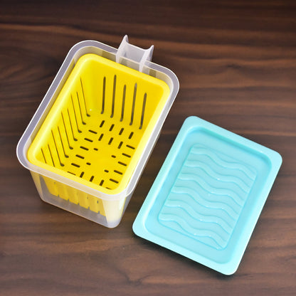Fridge Storage Containers with Handle Plastic Storage Container for Kitchen(4 Pcs Set)