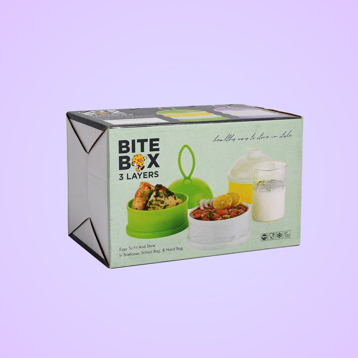 3 Layer Cute Portable Baby Food Milk Powder Storage Box Bottle Container Milk Powder Baby Food Container Bowl. (Purple)